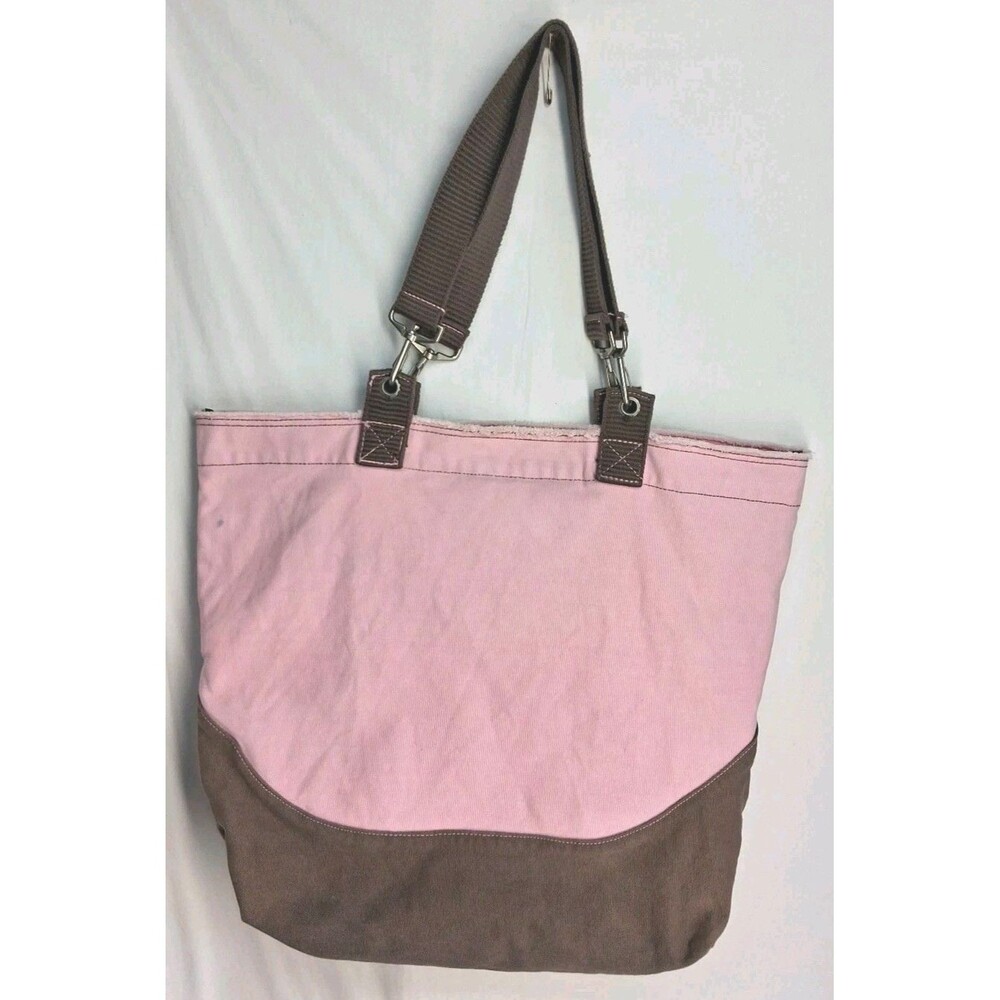 Life is Good Canvas Tote Bag Pink Daisy Graphic L Shoulder Bag Travel Vacation - Picture 2 of 10